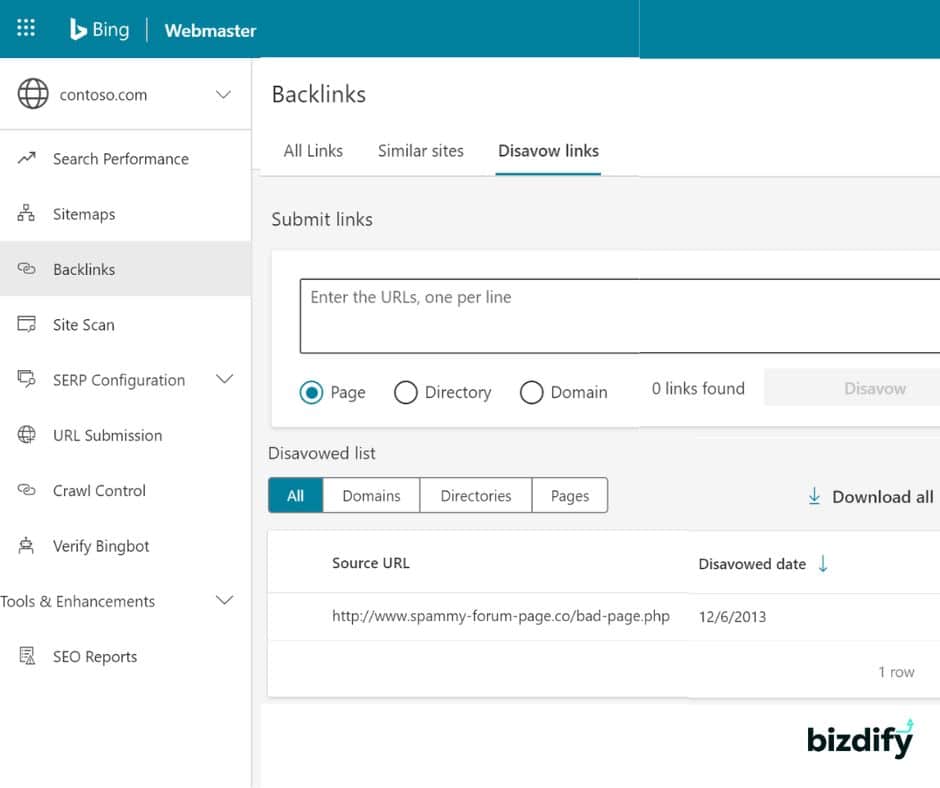 Bing Disavow Tool - Bizdify